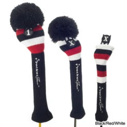 RocketTour Black Base Rugby Stripe Pom Pom Headcover -GolfPro Sales Shop ROC0001 1c