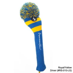 RocketTour Royal Blue Base Rugby Stripe Pom Pom Headcover -GolfPro Sales Shop ROC0007 7d